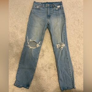 GAP High Rise Distressed Blue Jeans 8L